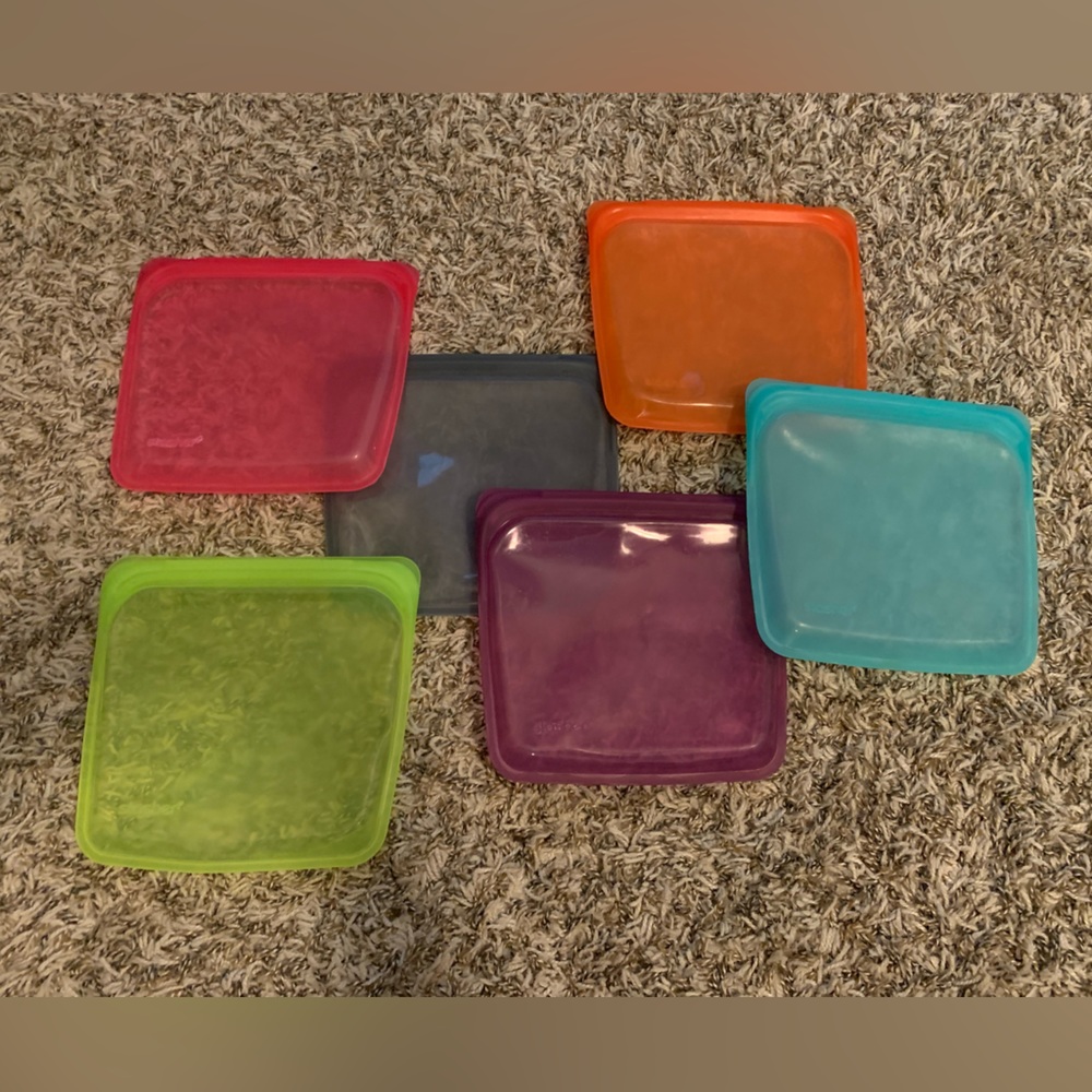(6) Stasher Silicone Sandwich Bags | 6 Different Solid Colors